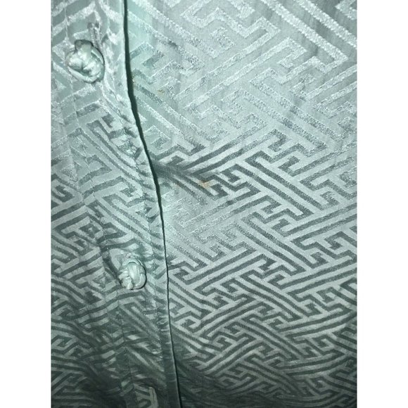 Vintage SILK Robe Bathrobe Mint Green Neck Tie Long Length Covered Buttons Sz M - Picture 8 of 8